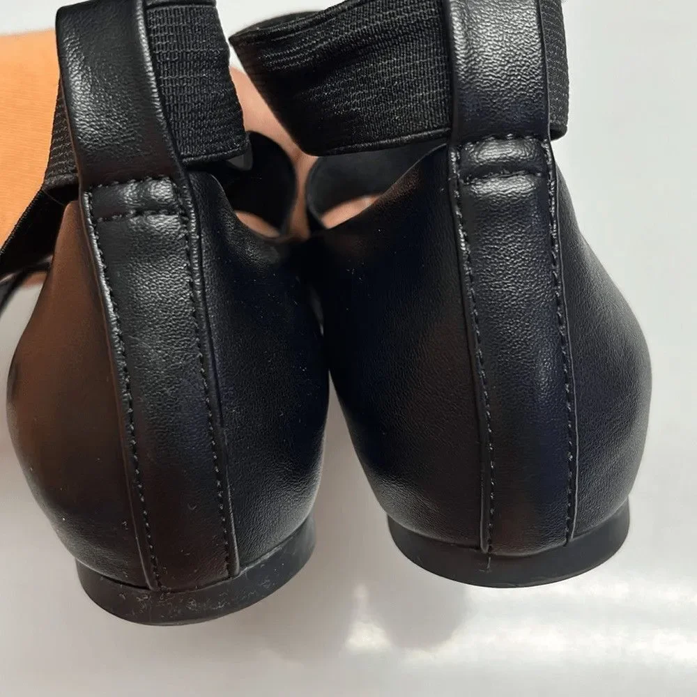 Jessica Simpson Black Criss Cross Ankle Ballet Rounded Toe Flats- 6.5M